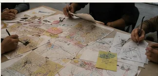 Zine-making workshop table